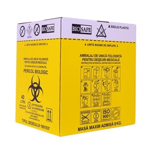 Cutie Carton Cu Sac 40L Deseuri Medicale