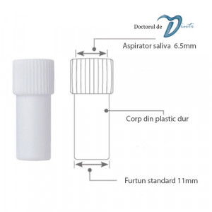 Dimensiuni adaptor canula pentru aspirator saliva 11 mm