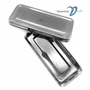 Cutie inox cu capac pentru instrumentar 17x7cm