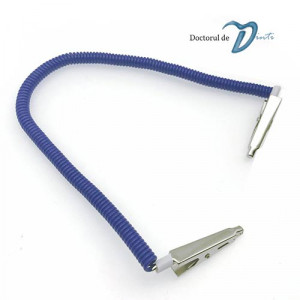 Lant extensibil cu cleme metalice pentru bavete albastru