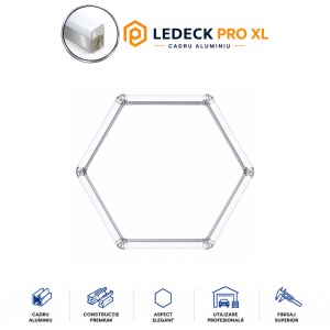 Lumină LED Hexagonală Profesională Aluminiu– 1 Modul 568mm 105x120CM – Service Auto, Detailing, Ateliere, Spații Comerciale