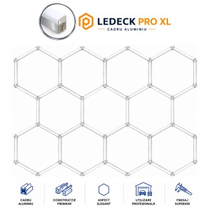 Lumină LED Hexagonală Profesională Aluminiu – 11 Module 568mm 299x415CM - Service Auto, Detailing, Ateliere, Spații Comerciale