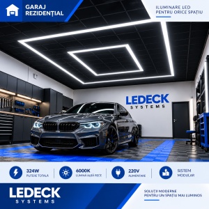 Kit Iluminare LED LEDECK Dreptunghi 2438 × 4850 mm, 324W, 6000K, 18 Tuburi LED