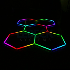 Lumină LED RGB Hexagonală Profesionala Aluminiu – 5 Module 244x170CM 192W, Echivalent 1600W, Garaj, Salon, Atelier - Img 11