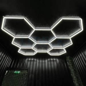 Lumină LED Hexagonală Profesională Aluminiu – 11 Module 440mm 236x329CM - Service Auto, Detailing, Ateliere, Spații Comerciale - Img 9