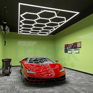 Lumină LED Hexagonală 14 Module + Rama pentru Garaj 484x243 cm – Iluminare Puternică 672W Honeycomb - Img 4