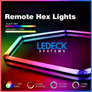 Lumină LED RGB Hexagonală Profesionala Aluminiu – 5 Module 244x170CM 192W, Echivalent 1600W, Garaj, Salon, Atelier - Img 5