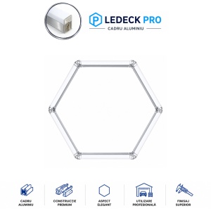 Lumină LED Hexagonală Profesională Aluminiu – 1 Modul 440mm 83x98CM – Service Auto, Detailing, Ateliere, Spații Comerciale