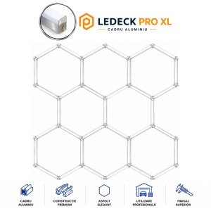 Lumină LED Hexagonală Profesională Aluminiu – 8 Module 568mm 299x315CM - Service Auto, Detailing, Ateliere, Spații Comerciale