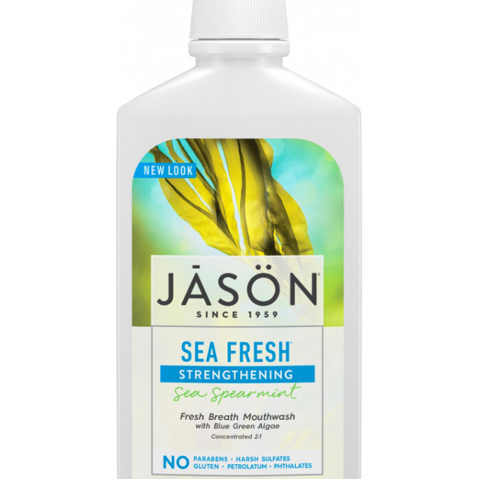 Apa de gura Sea Fresh cu sare de mare si minerale pt detoxifierea si intarirea dintilor, Jason, 473ml