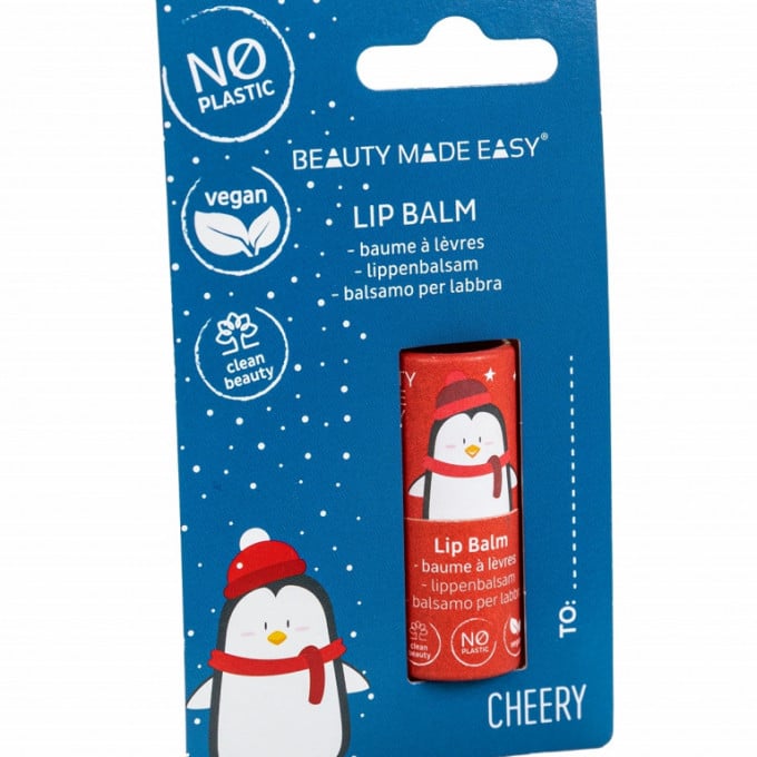 Balsam de buze vegan zero plastic Cherry Editie Limitata de Craciun, Beauty Made Easy, 5,5 g