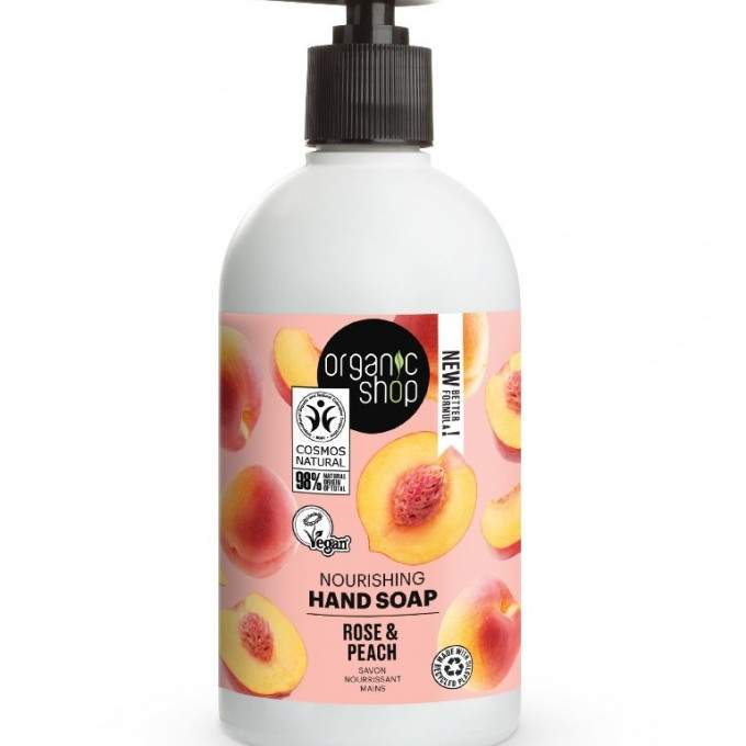 Sapun lichid nutritiv cu piersica si trandafir Rose Peach, Organic Shop, 500ml
