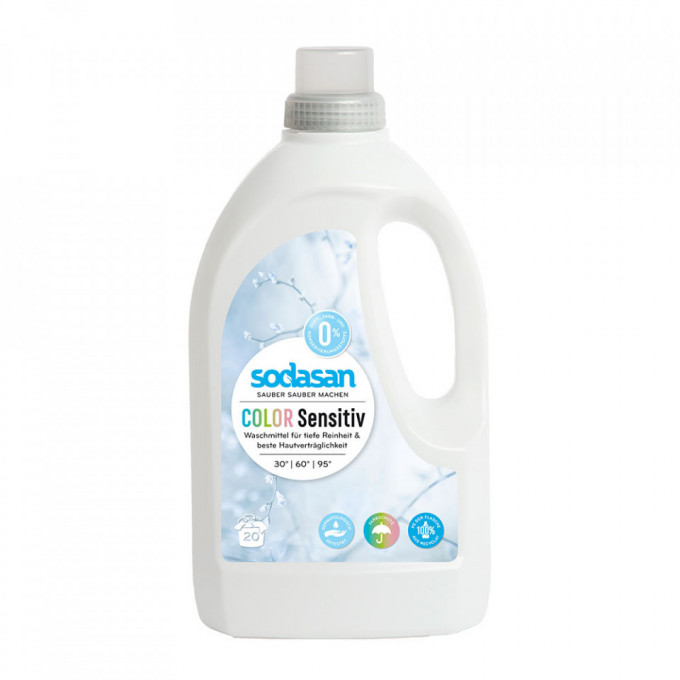 Detergent lichid bio pentru rufe colorate senzitiv, Sodasan, 1.5L