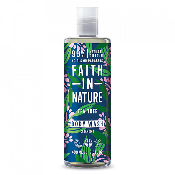 Gel de dus natural purifiant cu Tea Tree, Faith in Nature, 400 ml