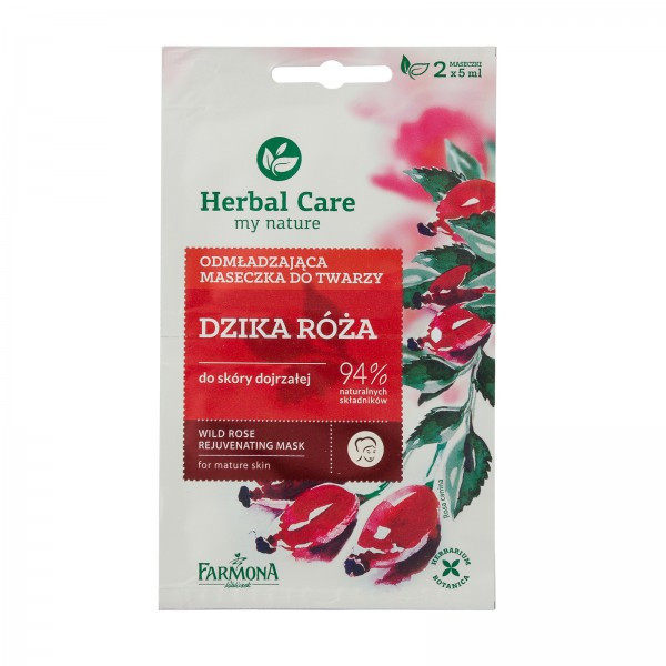 Mască rejuvenantă cu Trandafir sălbatic, Herbal Care, Farmona, 2x5ml