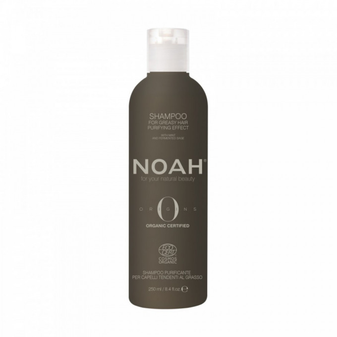 Sampon BIO purificator cu ulei esential de menta pentru par si scalp gras, Noah, 250 ml