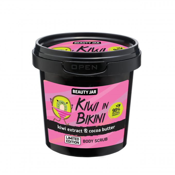 Scrub corporal cu kiwi si unt de cacao, Kiwi in Bikini, Beauty Jar, 200 g