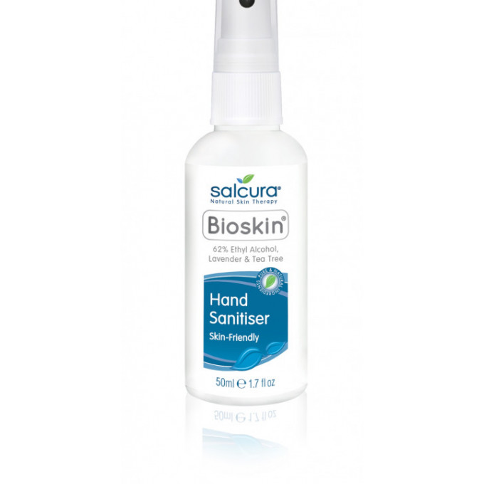 Spray pentru maini, 62% alcool cu lavanda si tea tree, Salcura Bioskin, 50 ml