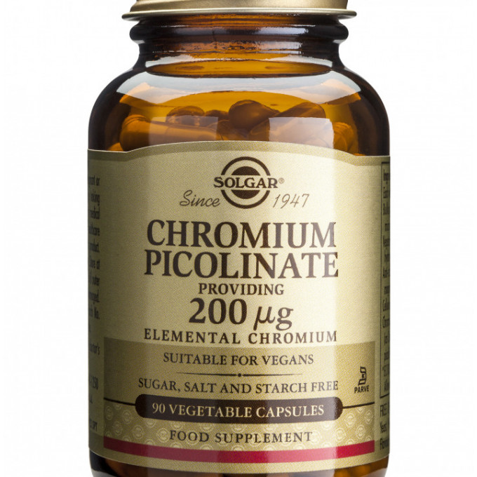 Crom picolinat, Chromium Picolinate 200ug, 90 veg caps, Solgar