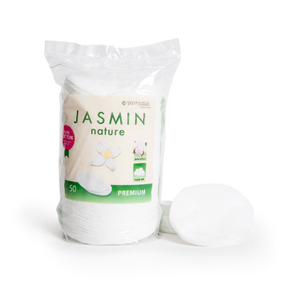 Dischete demachiante ovale din 100% bumbac natural PREMIUM 50 buc, Jasmin Nature