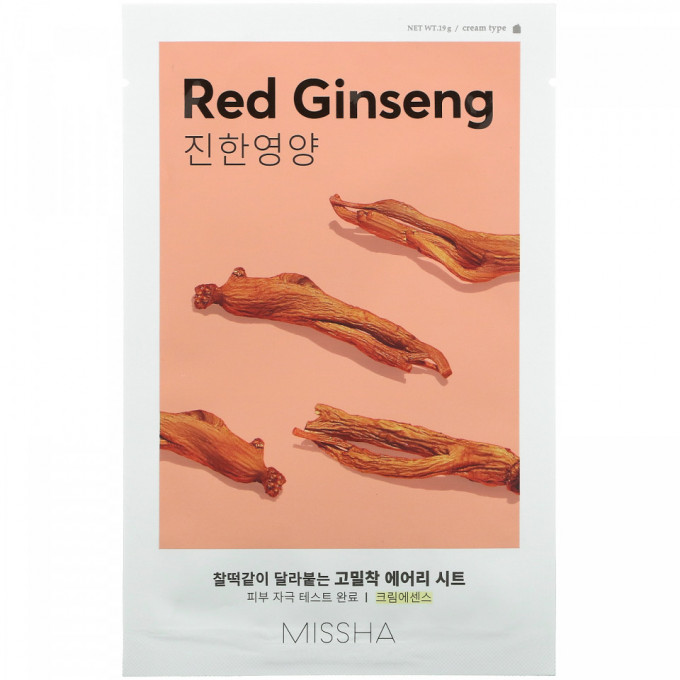 Masca cu extract de ginseng rosu – nutritiva AIRY FIT SHEET MASK (RED GINSENG), Missha, 19g