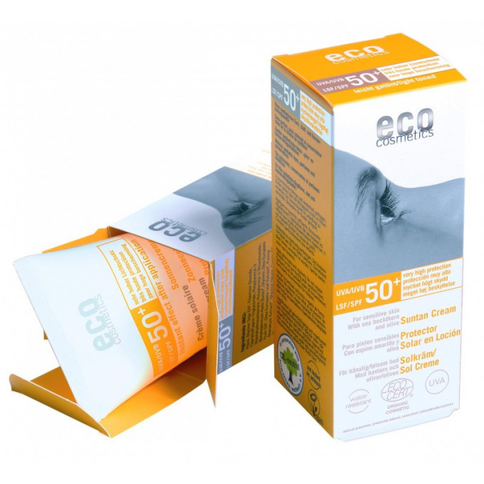 Crema bio cu protectie solara inalta FPS 50+, nuantata, Eco Cosmetics
