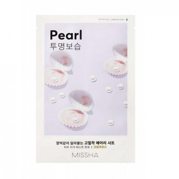 Masca cu extract de perla – ten obosit AIRY FIT SHEET MASK (PEARL), Missha, 19g