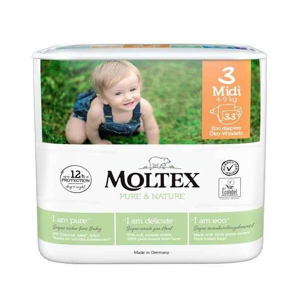 Moltex Scutece ECO pentru bebelusi (4-9kg), nr. 3, pachet 33 buc