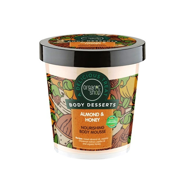 Mousse de corp delicios nutritiv Almond & Honey, Organic Shop, 450ml