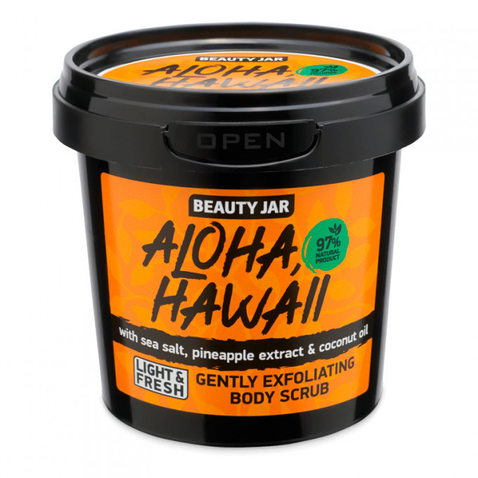 Scrub delicat pentru corp, cu sare de mare, Aloha Hawaii, Beauty Jar, 200 g