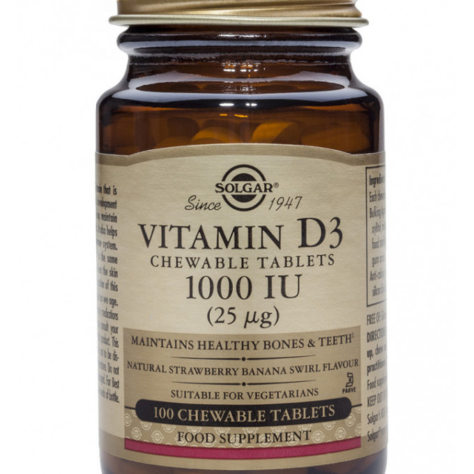 Vitamin D-3 1000 IU chewable 100 tablete, Solgar