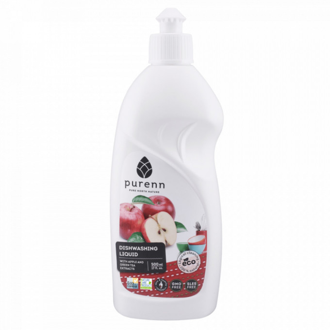 Detergent Lichid pentru Spalat Vase cu Mar si Ceai Verde ECO/BIO Purenn500ml