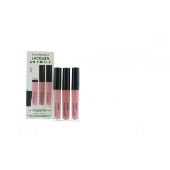 Set Ruj lichid Lacquer On The Fly Gen Nude Trio, bareMinerals, 3*3.7 Ml