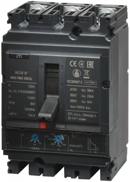 Întrerupător de circuit în car NBS-TMD 250/3L 250A 3P 004673072