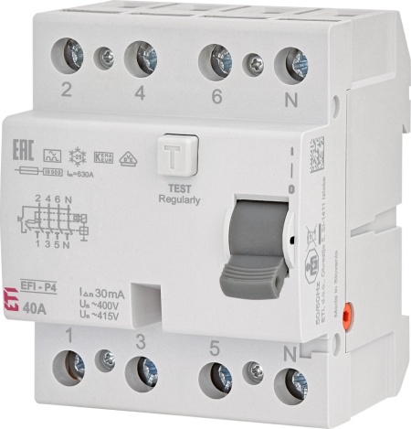 Siguranta automata diferentiala trifazata EFI-4 A 40/0.03