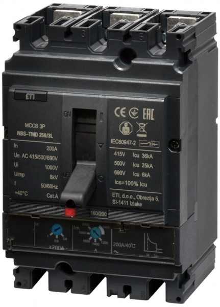 Întrerupător de circuit în car NBS-TMD 250/3L 200A 3P 004673071