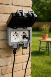 Double outdoor socket IP66 - Schuko, water and dust resistant, ideal for the yard and terrace