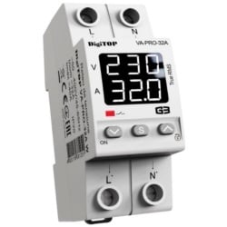 Releu protectie tensiune DigiTop VA-PRO-32A, monofazat, True RMS, afisaj digital