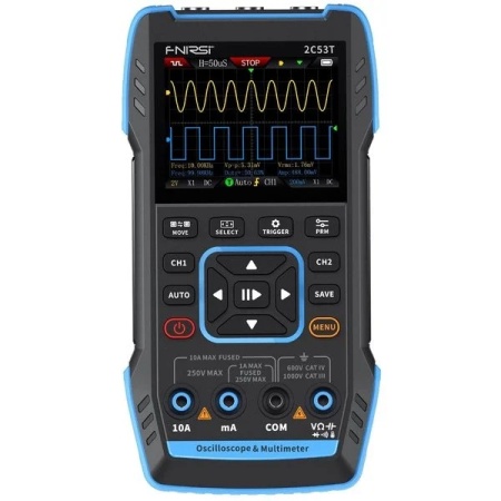 FNIRSI 2C53T Osciloscop 2 canale 50 Mhz, aparat de masura si generator de semnal - Img 2