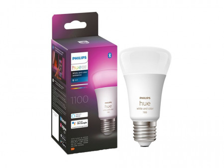 Bec LED RGB inteligent Philips Hue, Bluetooth, Zigbee, A60, E27, 9W (75W), 806 lm, lumina alba si colorata