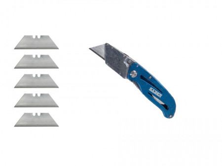 Cutter rabatabil, aluminiu, 160mm, lama mica, 5 lame rezerva, Saber