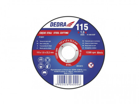 Disc polizor unghiular debitare otel, 115 x 1 x 22.2 mm, Dedra