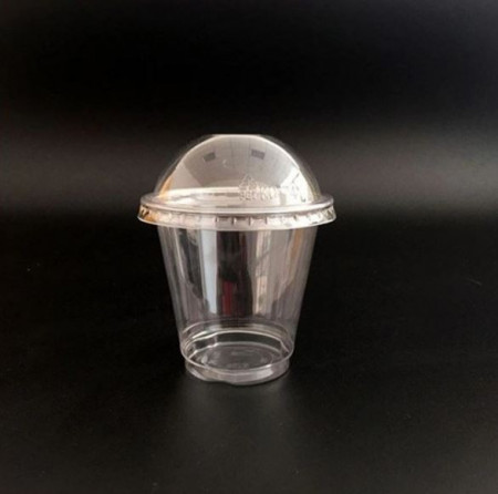 Set 100 pahare cu capac bombat capacitate maxima 280ml, 95mm, LUX