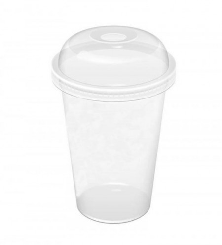 Set 1000 pahare cu capac bombat, gradat 300ml, capacitate maxima 400ml, 97mm