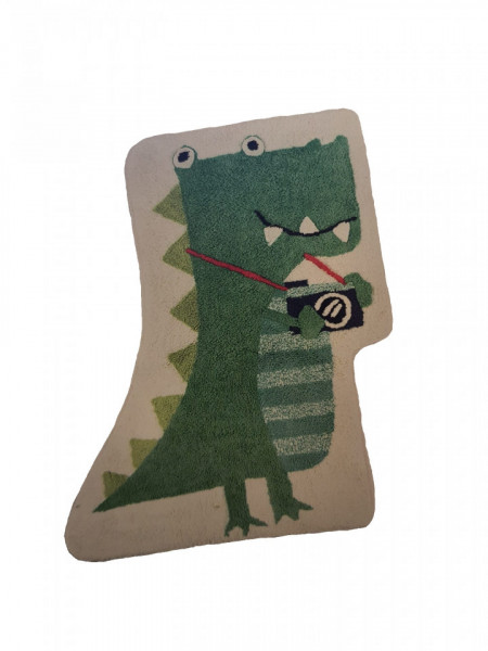Covor pufos, fir mediu, 79 x 90cm, multicolor, 100% bumbac, dinozaur, Home George
