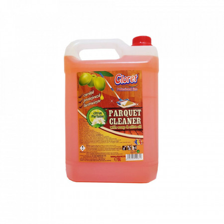 Detergent parchet, lemn, protectie cu ulei de masline, parfum citrice, fara clatire, 5L, Cloret