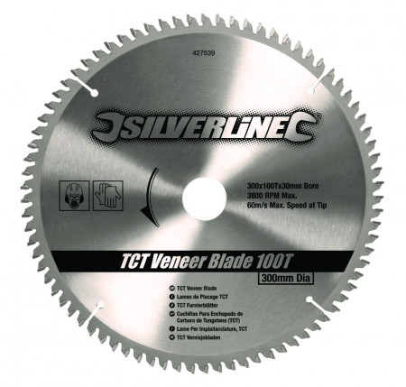 Disc , panza circular TCT 100T0 ° , 300 x 30 - 25, 20, 16mm , 100T , Silverline TCT Veneer Blade 100T