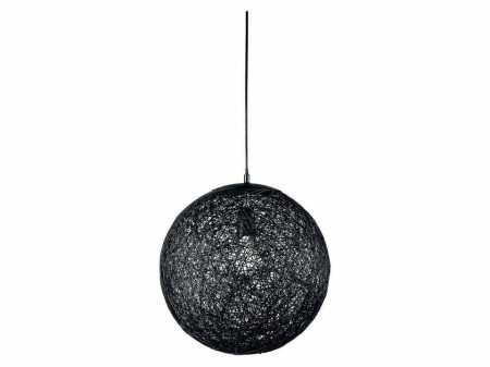Pendul, glob negru, sfoara natural impletita, E27, 37cm, bec LED vintage, Livarno Lux