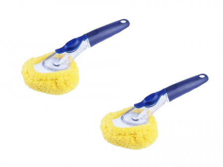 Set 2 bureti cu maner si dispenser detergent, burete/microfibra, VKTools