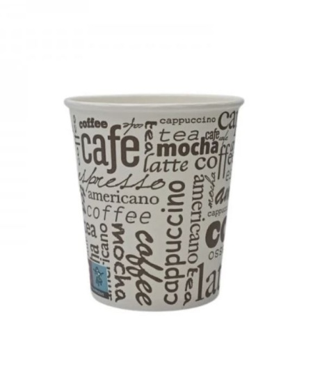 Set 50 pahare carton pentru cafea, 8oz, 235ml, D80, model caffe latte